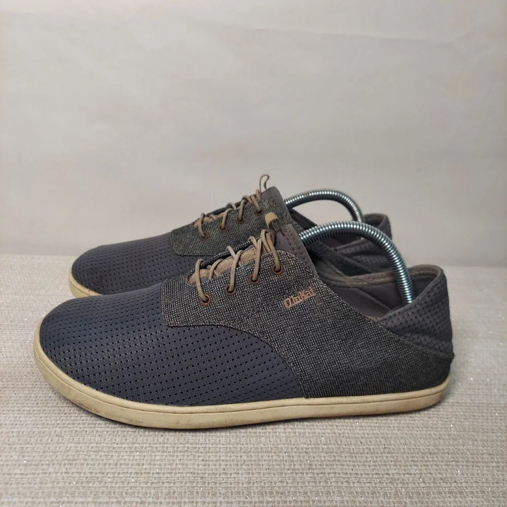 OluKai Nohea Moku Mens 8 Gray Mesh Boat Shoes Slip On Sneakers 10283-2610